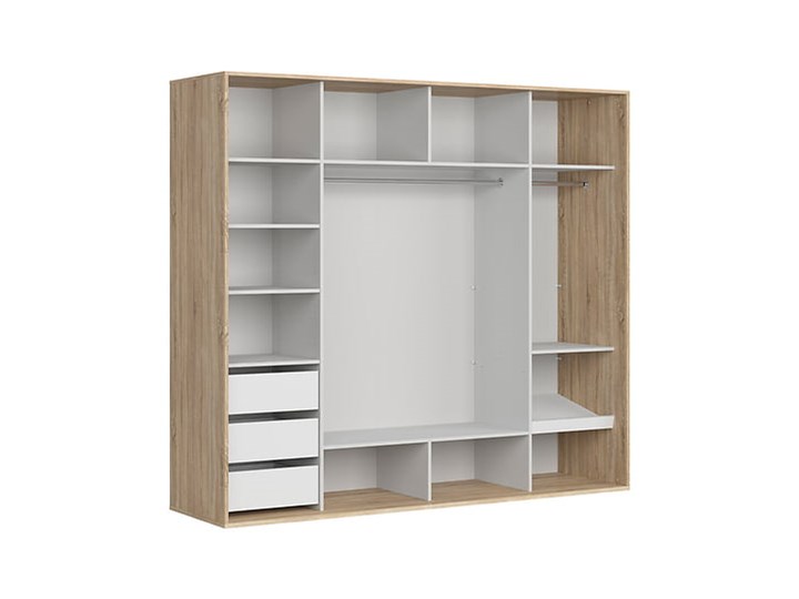 Pojemna dwudrzwiowa szafa 240 do sypialni Flex Wysokość 218 cm Tworzywo sztuczne Płyta laminowana Kolor Beżowy Płyta MDF Pomieszczenie Sypialnia
