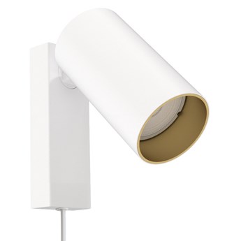 Lampa punktowa natynkowa MONO KINKIET z przewodem I 10W GU10 | biały złoty