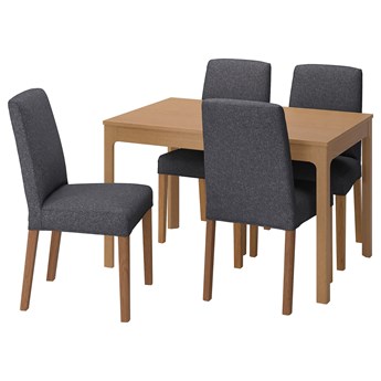 IKEA EKEDALEN / BERGMUND Stół i 4 krzesła, imit. dębu/Gunnared średnioszary, 120/180 cm