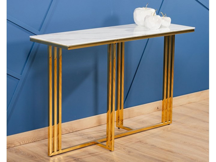 Konsola Amagat Gold White 120 cm Stal nierdzewna Głębokość 40 cm Szkło Wysokość 79 cm Styl Nowoczesny