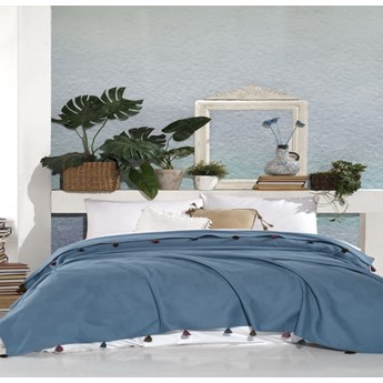 SELSEY Narzuta bawełniana na łóżko Perno 240x220 cm niebieska