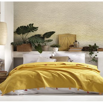 SELSEY Narzuta bawełniana na łóżko Perno 240x220 cm musztardowa