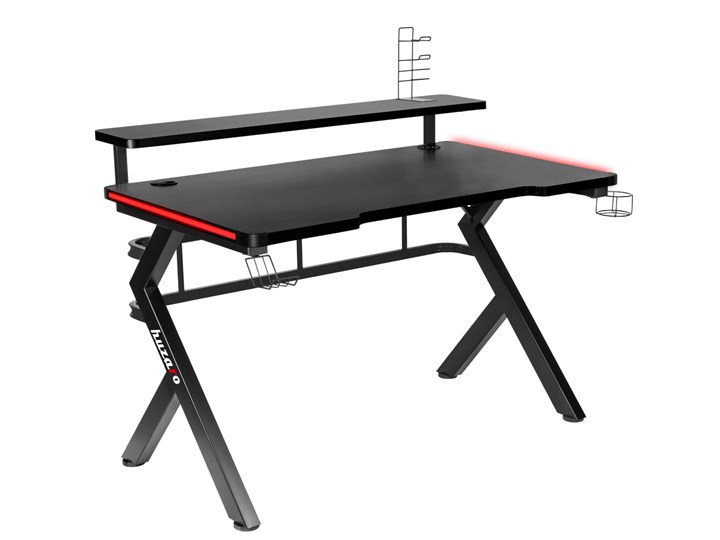 Biurko Gamingowe Huzaro Hero 5.0 RGB LED Głębokość 60 cm Biurko z nadstawką Płyta MDF Stal Szerokość 120 cm Kolor Czarny