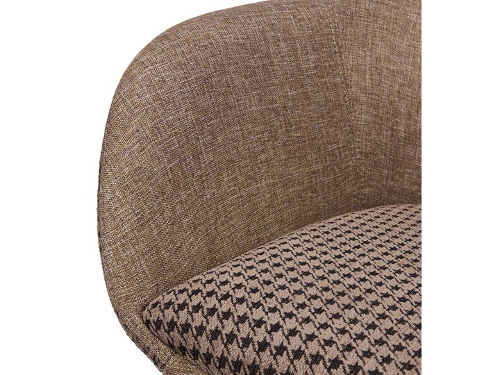 Designerskie krzesło tapicerowane SHELL, nogi chromowane brązowe złoto - wzór BROWN/PEP Tkanina Z podłokietnikiem Krzesło inspirowane Kolor Brązowy