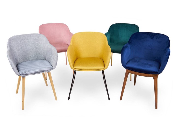 Designerskie krzesło tapicerowane SHELL, nogi chromowane brązowe złoto - wzór BROWN/PEP Tkanina Krzesło inspirowane Z podłokietnikiem Kolor Brązowy