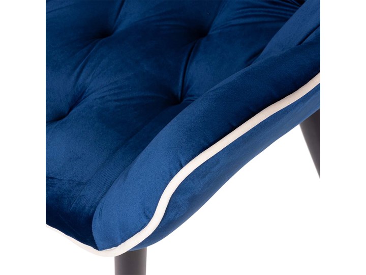 Krzesło tapicerowane ZIDANE, czarne nogi - kolor granatowy/biały Tkanina Tworzywo sztuczne Metal Pomieszczenie Salon