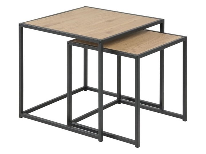 Zestaw stolików kawowych Seaford czarne Wysokość 45 cm Wysokość 40 cm Metal Kolor Czarny