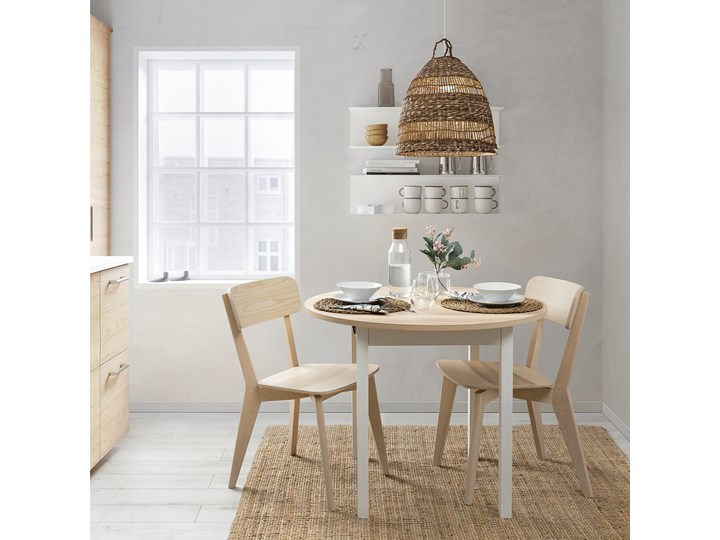 IKEA GAPERHULT Stół rozkładany, jesion/biały, 90/120x90 cm Płyta MDF Kategoria Stoły kuchenne Wysokość 75 cm Drewno Rozkładanie Rozkładane