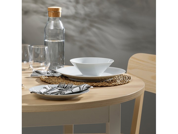 IKEA GAPERHULT Stół rozkładany, jesion/biały, 90/120x90 cm Drewno Płyta MDF Wysokość 75 cm Rozkładanie Rozkładane
