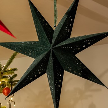 Gwiazda GALLA ażurowa zamszowa zielona z ledem 60 cm - Homla