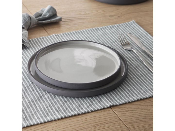 Zestaw dwóch podkładek na stół Idalmis 50x35 cm bawełna i len - szare Tkanina Podkładka pod talerz Kolor Szary Kategoria Podkładki kuchenne
