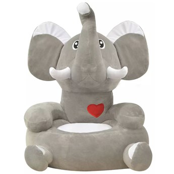 Szary pluszowy fotel dziecięcy słoń - Noki