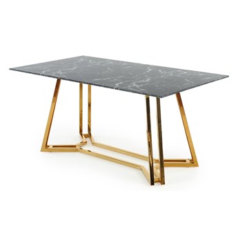 Szklany stół w stylu glamour Konami na złotych płozach