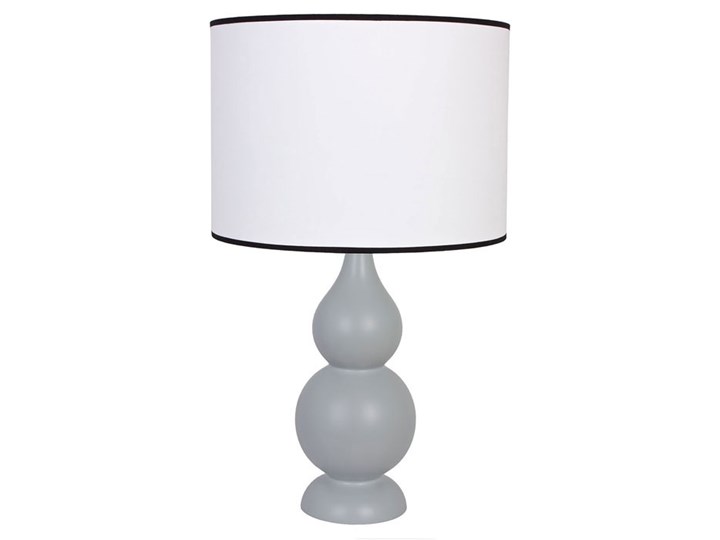 Szara lampka stołowa skandynawska - S223-Moniza Lampa z abażurem Lampa nocna Wysokość 60 cm Drewno Styl Skandynawski