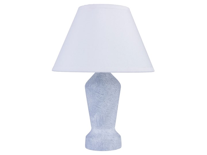 Drewniana lampka nocna z abażurem szary marmur - S225-Revia Wysokość 28 cm Tkanina Drewno Kategoria Lampy stołowe Lampa z abażurem Lampa nocna Pomieszczenie Salon