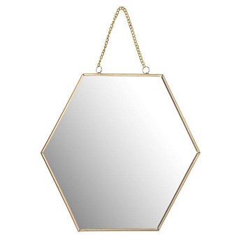 LUCEK lustro z uchwytem plaster miodu w złotej ramie w stylu glamour, 22x25 cm
