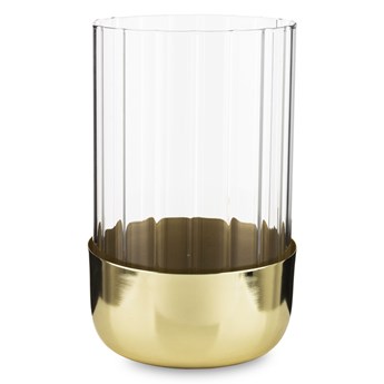 OPONIS świecznik metalowy modernistyczny ze szklanym kielichem, wys. 20 cm