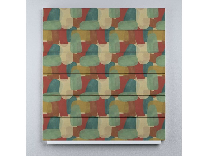 Roleta rzymska Duo, geometryczne wzory w czerwono-zielonej kolorystyce, szer.130 × dł.170 cm, Vintage 70's Roleta woalowa Kolor Czerwony Kategoria Rolety