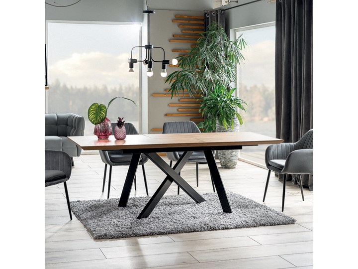 SELSEY Stół rozkładany Lapplers 90-160x200 cm  dąb-czarny Drewno Metal Wysokość 76 cm Kategoria Stoły kuchenne