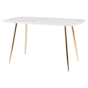 SELSEY Stół do jadalni Uniffspres 80-140 cm biały marmur-złoty