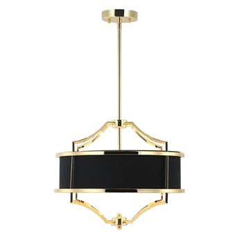 Lampa wisząca metalowa złota abażur materiałowy czarny ” Stef NERO Cromo S ” 4x40w