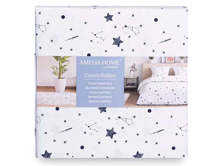 Bawełniana pościel dwuosobowa AmeliaHome Averi Constellation, 160x200 cm Pomieszczenie Pościel do sypialni Bawełna Komplet pościeli Kategoria Komplety pościeli