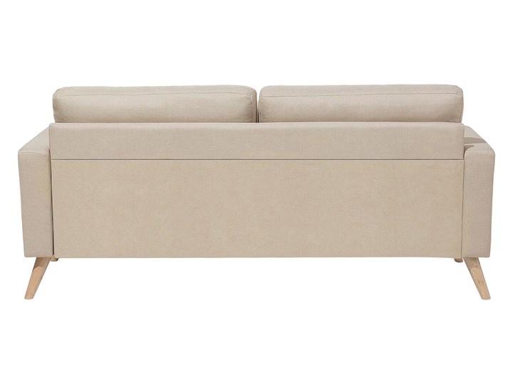 Beliani Sofa 2-osobowa jasnobeżowa tapicerowana materiałem drewniane nóżki dodatkowe poduszki wałki pikowane oparcie Głębokość 74 cm Szerokość 182 cm Stała konstrukcja Kategoria Sofy i kanapy