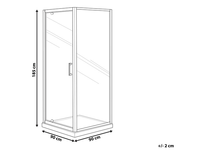 Beliani Kabina prysznicowa srebrna szkło hartowane aluminium pojedyncze drzwi 80 x 80 x 185 cm nowoczesny design Kwadratowa Narożna Szerokość 80 cm Kategoria Kabiny prysznicowe