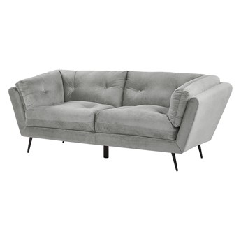 Beliani Sofa szara welurowa 210 x 90 cm z poduszkami styl retro