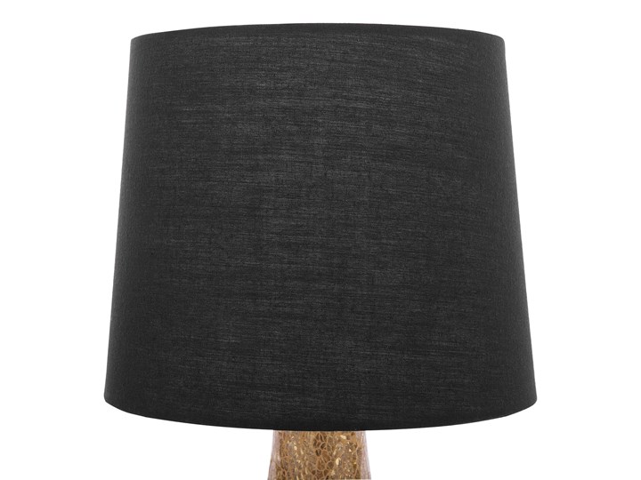 Beliani Lampa stołowa czarna złota szklana 47 cm mozaika okrągły abażur połysk nowoczesna Lampa z abażurem Szkło Lampa nocna Pomieszczenie Salon