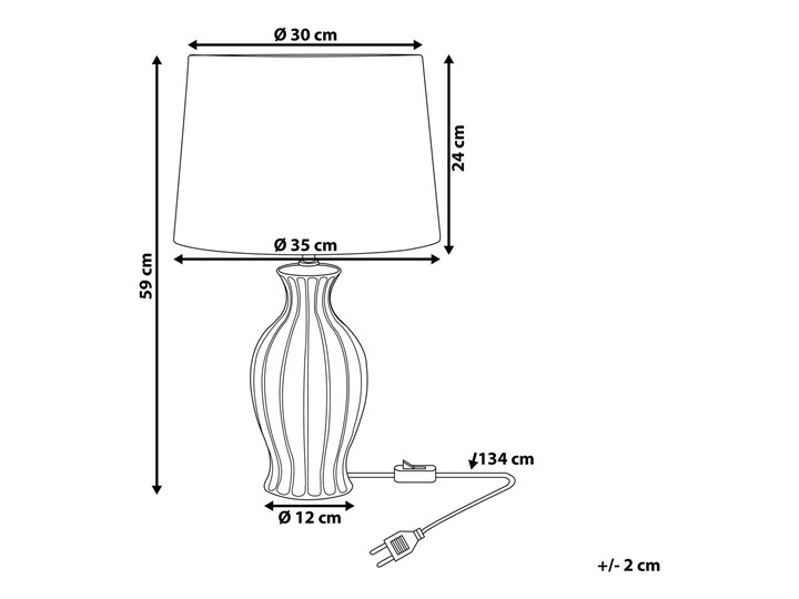 Beliani Lampa stołowa zielona ceramiczna 59 cm okrągły brązowoszary abażur klasyczna Ceramika Lampa solna Lampa z abażurem Pomieszczenie Sypialnia