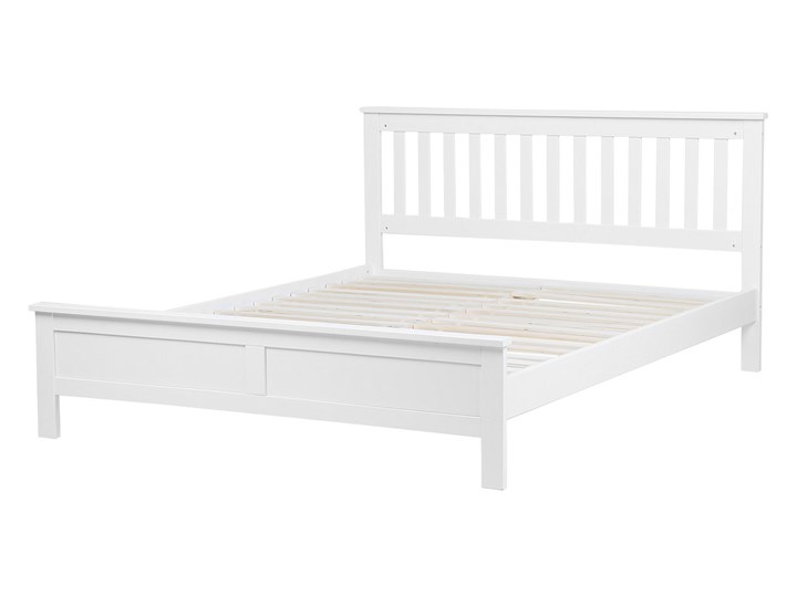 Beliani Łóżko ze stelażem białe drewniana rama 140 x 200 cm niskie wezgłowie minimalistyczny design Drewno Łóżko drewniane Kategoria Łóżka do sypialni