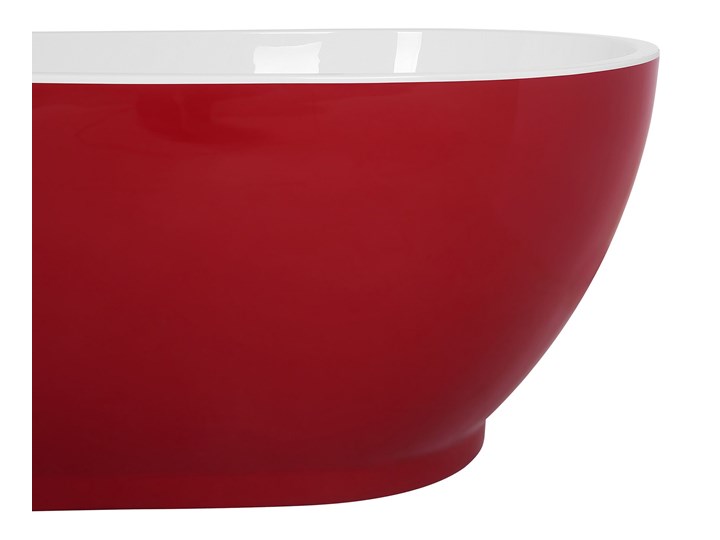 Beliani Wanna wolnostojąca czerwona akrylowa 167 x 82 cm owalna Wolnostojące Długość 167 cm Kategoria Wanny