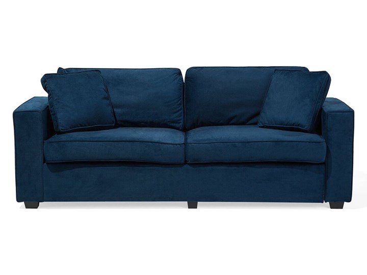 Beliani Sofa ciemnoniebieska welurowa trzyosobowa nowoczesna kanapa do salonu z poduszkami Szerokość 204 cm Stała konstrukcja Głębokość 78 cm Boki Z bokami