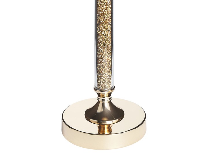 Beliani Świecznik złoty metalowy ze szklanym kloszem wysoki lampion na nóżce 48 cm elegancka dekoracja stołu komody ozdoba styl glamour Szkło Kategoria Świeczniki i świece Kolor Szary