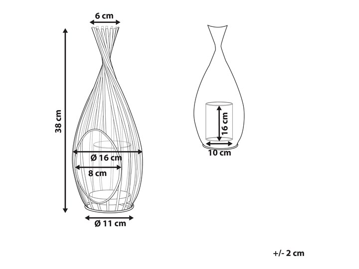 Beliani Lampion metalowy ażurowy 38 cm świecznik szklany dekoracja na stół industrialna Szkło Kolor Czarny Kategoria Świeczniki i świece