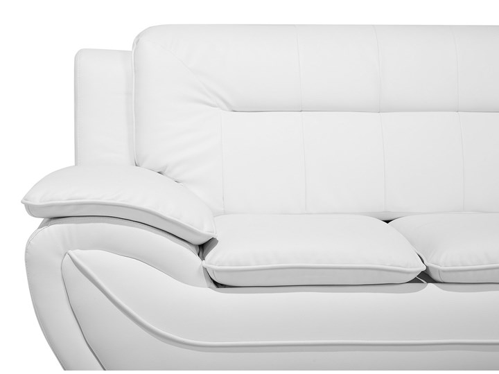 Beliani Sofa 2-osobowa biała tapicerowana ekoskórą srebrne nóżki grube oparcie retro design Stała konstrukcja Szerokość 155 cm Głębokość 86 cm Styl Nowoczesny