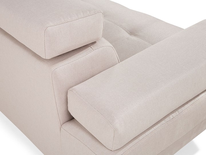 Beliani Narożnik lewostronny beżowy tapicerowany 5 osobowa sofa z regulowanymi zagłówkami Lewostronne Kategoria Narożniki