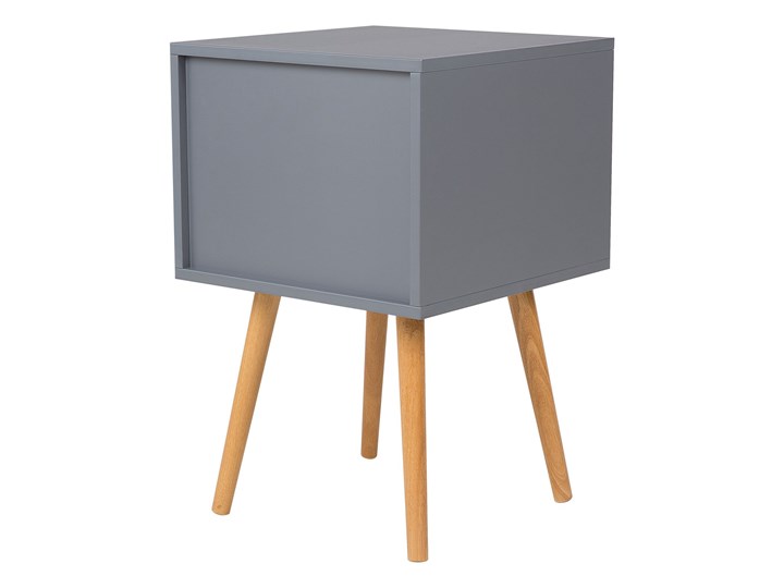 Beliani Stolik nocny szary drewniane nogi szafka z 2 szufladami 40 x 40 cm styl skandynawski Drewno Płyta laminowana Płyta MDF Pomieszczenie Salon