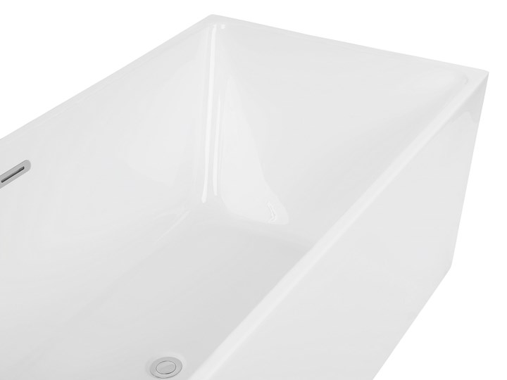 Beliani Wanna wolnostojąca biała akrylowa 170 x 81 cm system przelewowy prostokątna współczesna Symetryczne Kolor Biały Długość 170 cm Wolnostojące Kategoria Wanny