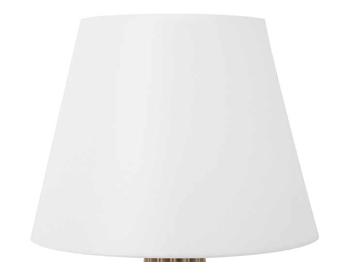Beliani Lampa stołowa biała jasne drewno 36 cm okrągły abażur ażurowa nowoczesna Lampa z abażurem Lampa nocna Kolor Biały