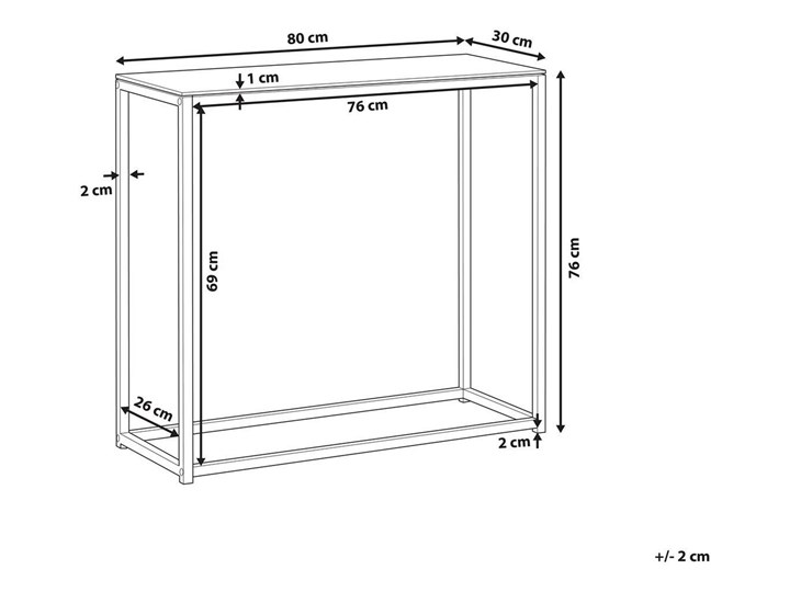 Beliani Konsola blat ciemne drewno czarne metalowe nogi styl nowoczesny industrialny salon sypialnia korytarz Płyta MDF Szerokość 80 cm Głębokość 30 cm Kategoria Konsole Kolor Czarny
