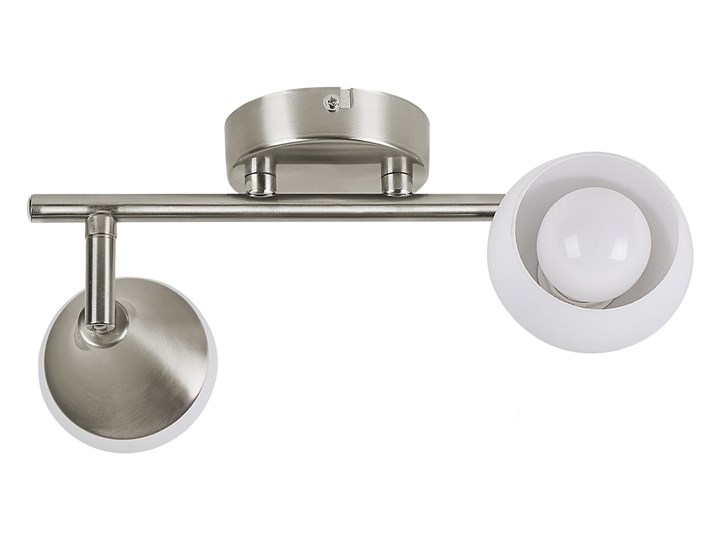 Beliani Lampa ścienna srebrna metalowa ze szklanym kloszem 2-punktowa kinkiet regulowana styl industrialny Kinkiet dekoracyjny Kolor Srebrny Szkło Kinkiet z regulacją Kinkiet z kloszem Styl Nowoczesny