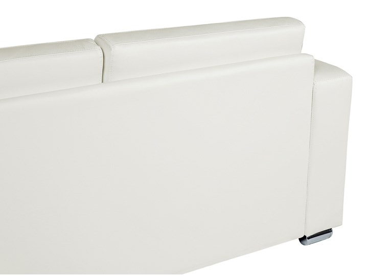 Beliani Sofa trzyosobowa biała dwoina minimalistyczna prosta salon duży pokój Głębokość 76 cm Szerokość 186 cm Stała konstrukcja Funkcje Bez dodatkowych funkcji