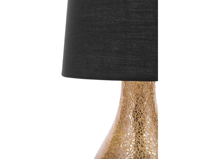 Beliani Lampa stołowa czarna złota szklana 47 cm mozaika okrągły abażur połysk nowoczesna Lampa nocna Lampa z abażurem Kolor Złoty Szkło Pomieszczenie Salon