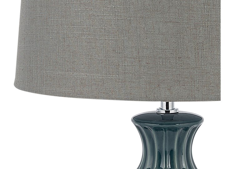 Beliani Lampa stołowa zielona ceramiczna 59 cm okrągły brązowoszary abażur klasyczna Lampa solna Lampa z abażurem Ceramika Kolor Brązowy Kolor Zielony