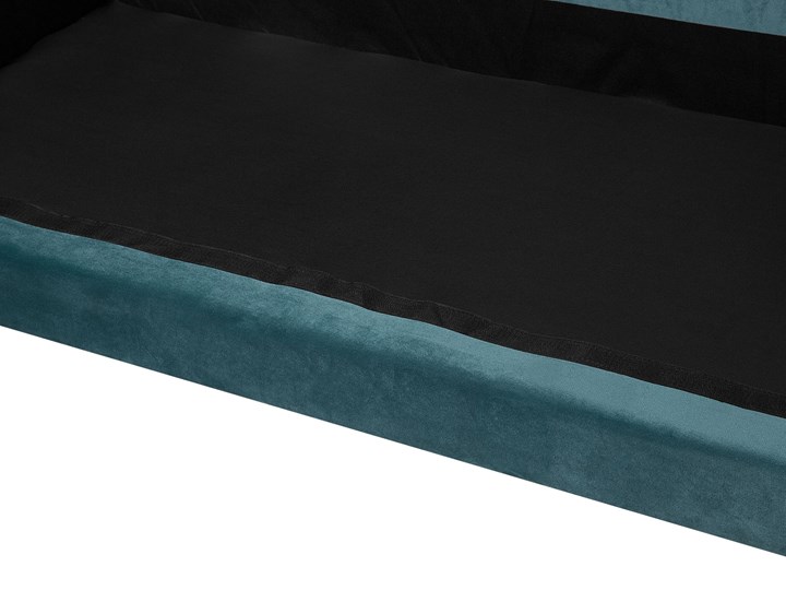 Beliani Sofa 3-osobowa morska welurowa drewniane nóżki grube siedzisko dodatkowe poduszki retro wygląd Głębokość 102 cm Szerokość 186 cm Stała konstrukcja Rozkładanie