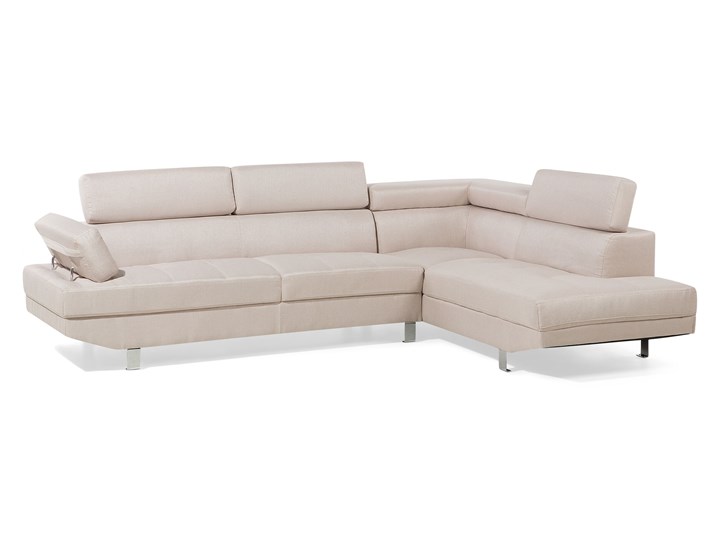 Beliani Narożnik lewostronny beżowy tapicerowany 5 osobowa sofa z regulowanymi zagłówkami Lewostronne Liczba miejsc Pięcioosobowy i więcej Nóżki Na nóżkach