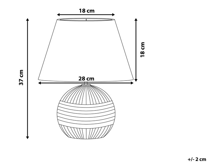Beliani Lampka nocna stołowa brązowa ceramiczna ozdobna okrągła Lampa z abażurem Ceramika Wysokość 37 cm Lampa z kloszem Lampa dekoracyjna Lampa nocna Kolor Brązowy