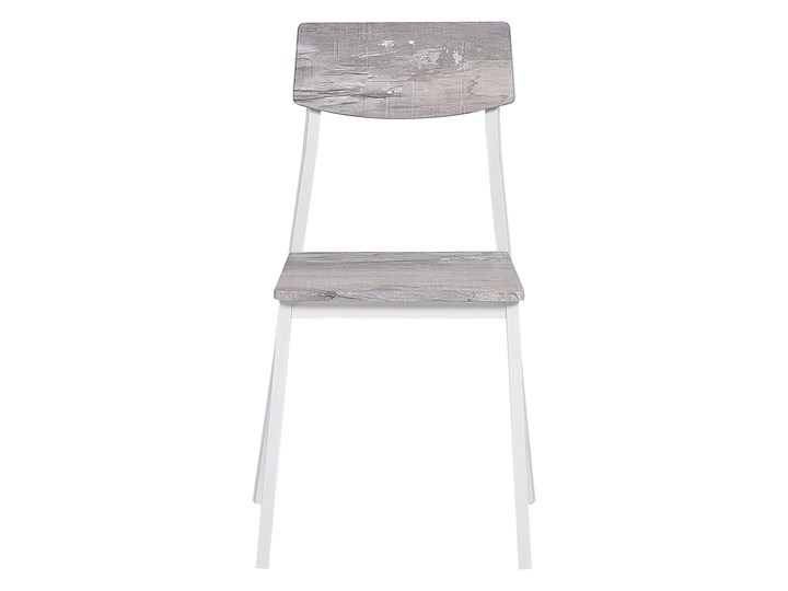Beliani Zestaw do jadalni stół 110 x 70 cm i 4 krzesła szary z białą stalową ramą styl nowoczesny Pomieszczenie Jadalnia Kategoria Stoły z krzesłami